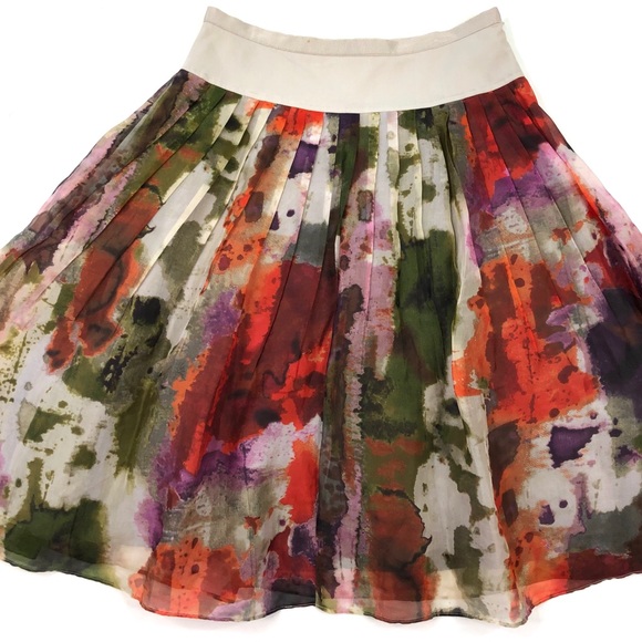 Anthropologie 100% silk Edme Esyllte full skirt - Picture 2 of 8